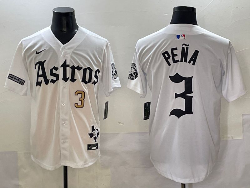 Men 2025 Houston Astros #3 Pena White Five generations Joint Name Nike MLB Jersey style 36->houston astros->MLB Jersey